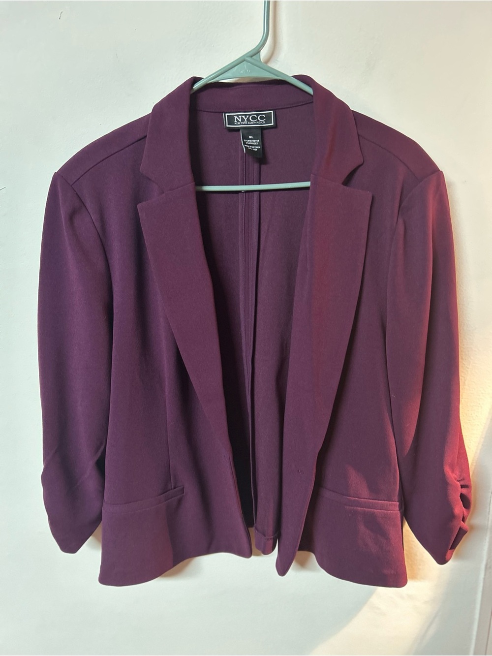 NYCC New York Clothing Co Plum Ruched Sleeve Blazer XL